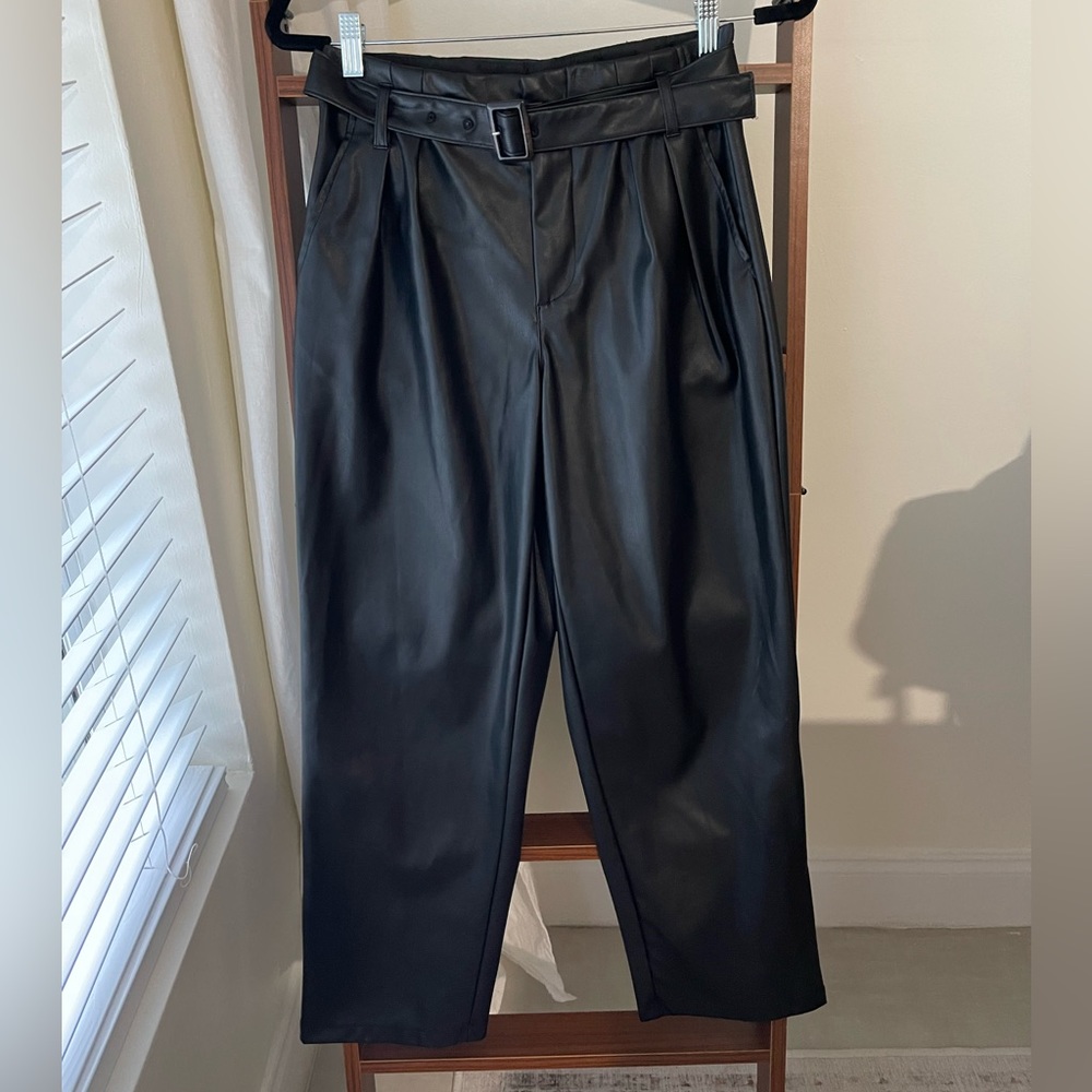 High Waisted Leather Trousers - image 1